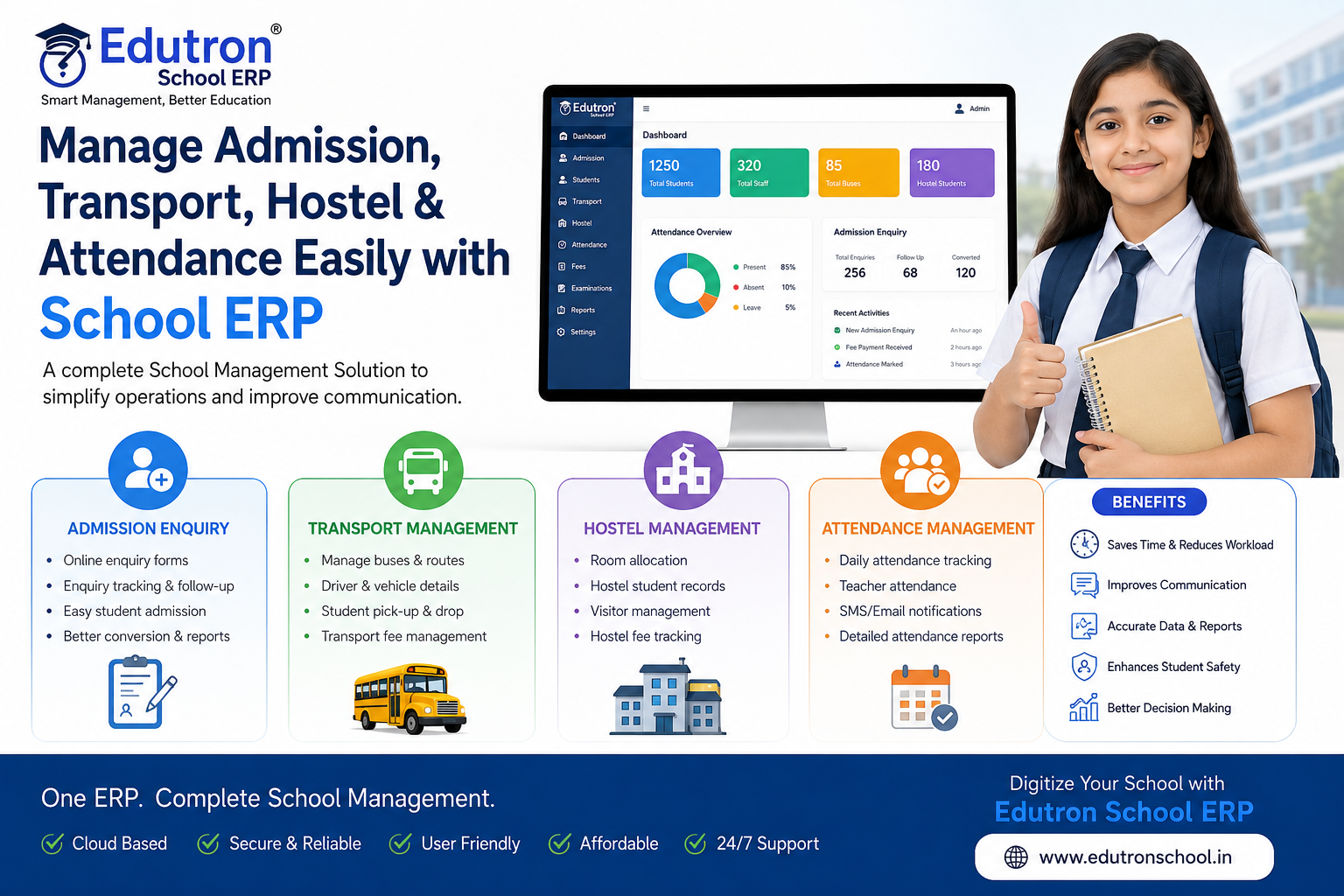How to Manage Admission Enquiry, Transport, Hostel & Attendance Easily with School ERP