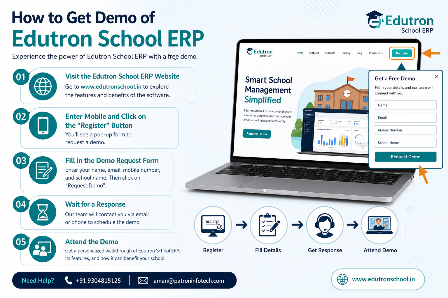 How to get demo of Edutron School ERP