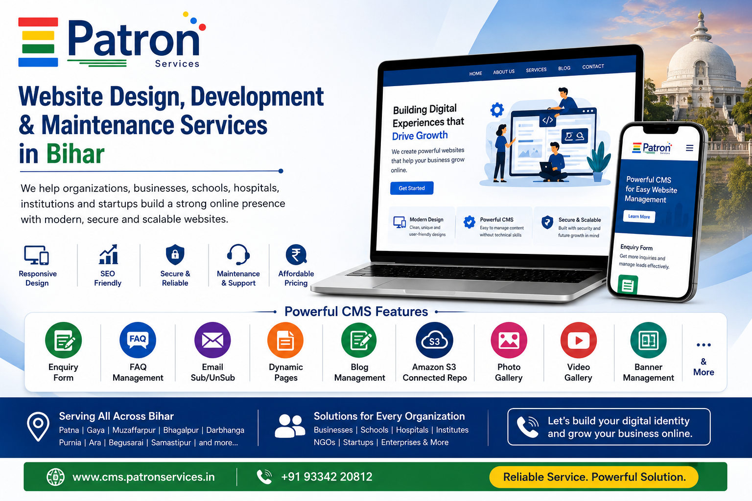 Website Design, Development & Maintenance Services in Bihar with Powerful CMS
